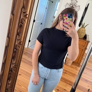 Free People We The Free Side Snap Mock Neck Top